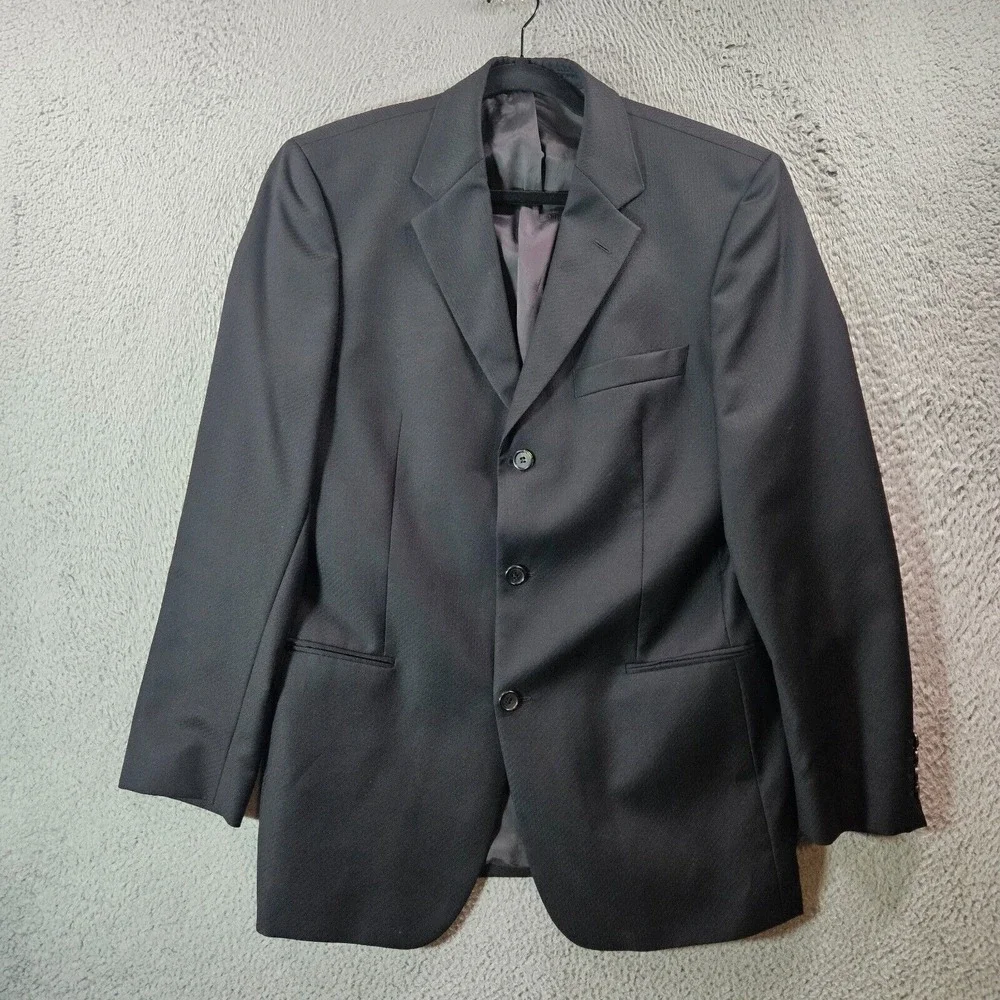 Boss Hugo Boss 40R 100% Wool Blazer Suit Jacket Men Textured Black - Please Read